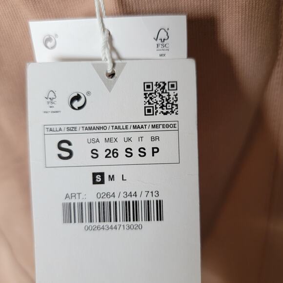 Zara Peach Pink Ribbed High Waisted Knit Bike Short Skirt Skort Size Small - Picture 4 of 12